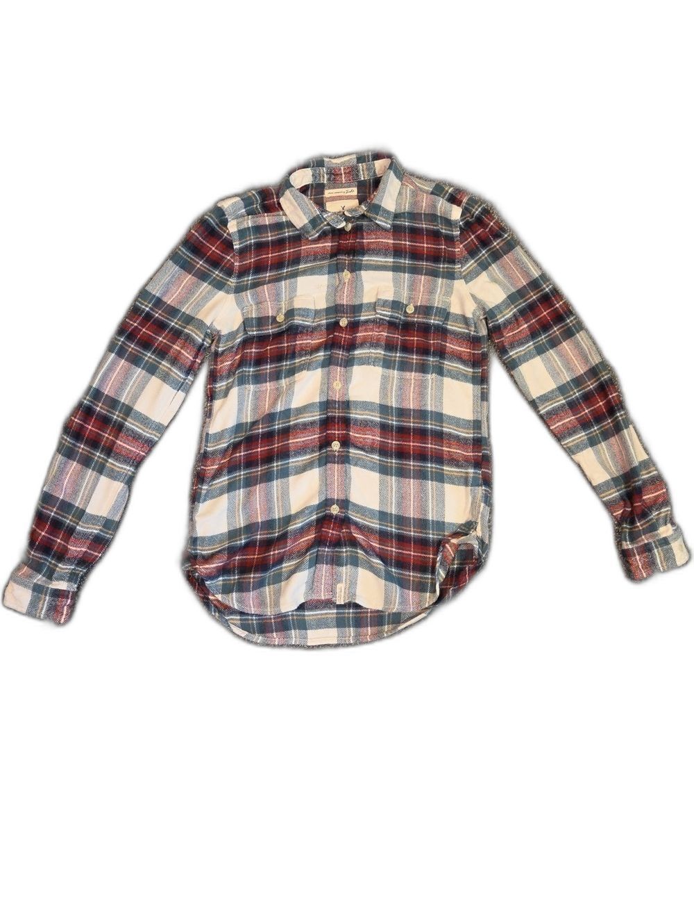 American Eagle Outfitters Plaid Button-Down Shirt - Red, Blue & White